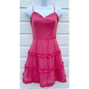 Mi Ami Dress Womens XXS Pink Tiered Ruffle Sweatheart Sleeveless Mini Strappy